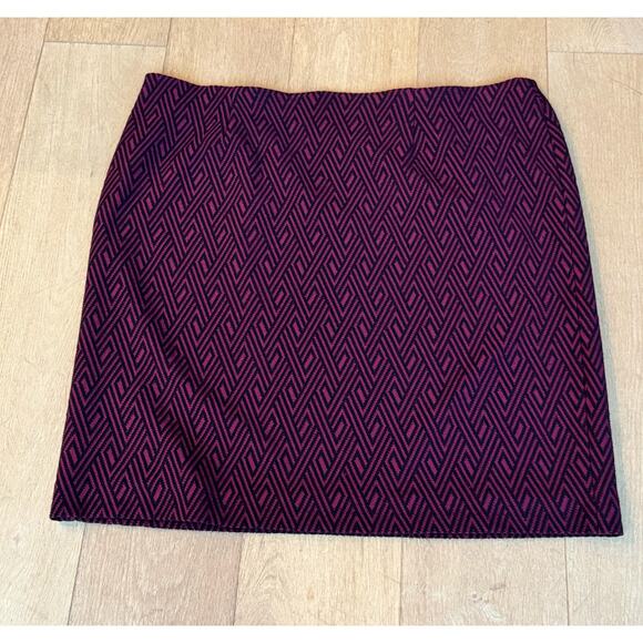 Jones Studio Womens Burgundy Black Geometric Knit Knee Length Pencil Skirt Sz 3X - Picture 1 of 6